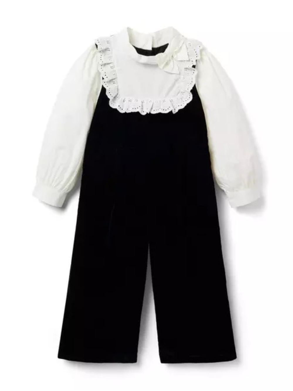 NWT Janie & Jack The Festive Velvet Jumpsuit Black & White Size 2T